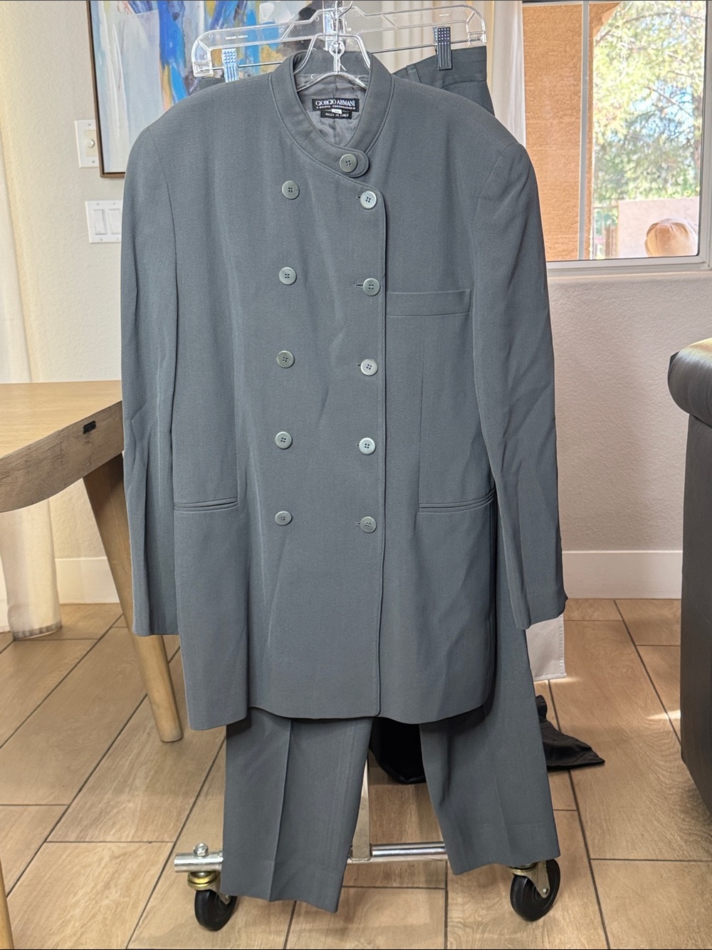 Vintage Giorgio Armani Gray Double Breasted 2 Piece Pantsuit IT 46